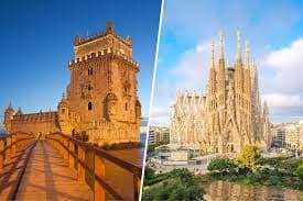 Lisbon and Barcelona European coastline